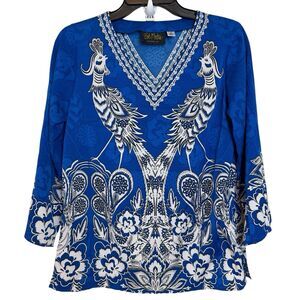 Bob Mackie Wearable Art Top Womens XS Phoenix Vibrant Flowy Whimsical Blouse